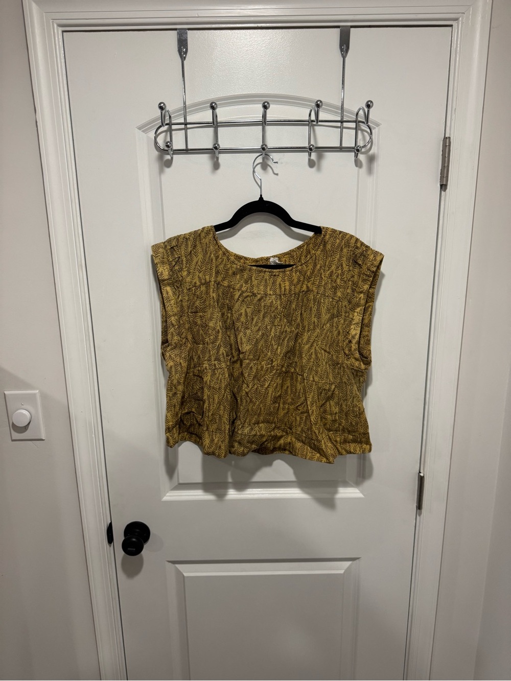 Anthropologie Mustard Patterned Sleeveless Boxy Top